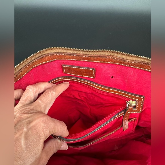 Flawed Dooney & Bourke Tan and Gray Leather Satchel - Picture 9 of 13